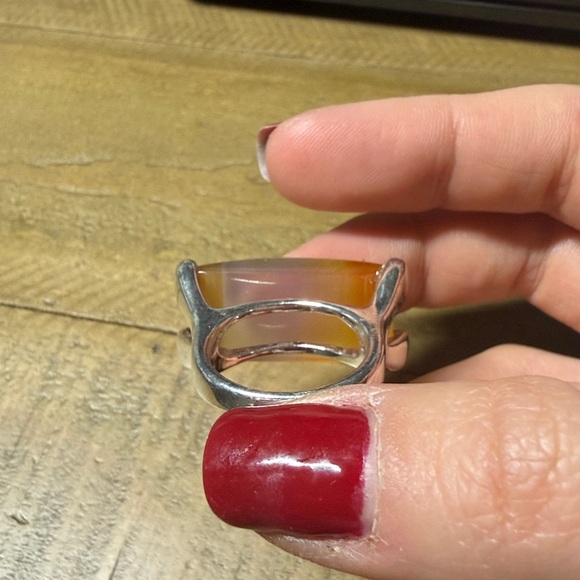 Natural Agate Oversized Ring Size 8 - Picture 5 of 5